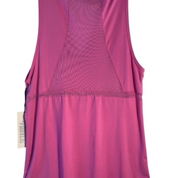 Womens Sleeveless Pink Athletic Tank Top With Mesh Back & Stretch Fabric - Picture 5 of 8